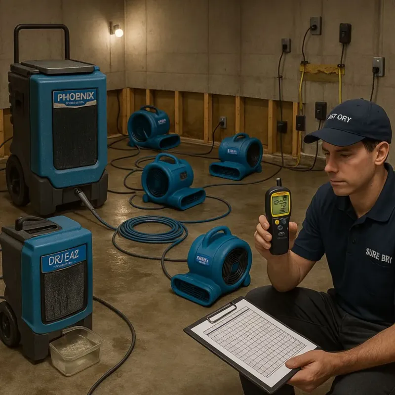 Structural Drying and Dehumidification process in Runaway Bay, TX